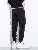 Men Patched Flap Pocket Cargo Pants