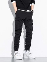 Men Patched Flap Pocket Cargo Pants