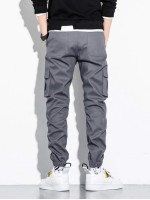 Men Patched Flap Pocket Cargo Pants