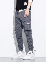 Men Patched Flap Pocket Cargo Pants