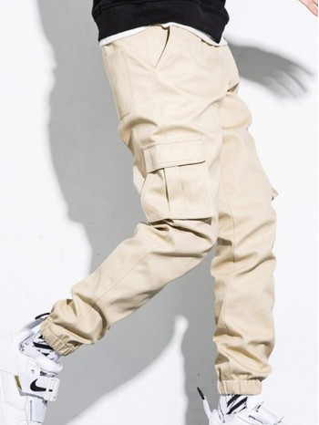 Men Patched Flap Pocket Cargo Pants