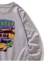 Men Car And Letter Graphic Sweatshirt