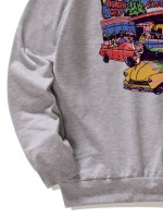 Men Car And Letter Graphic Sweatshirt