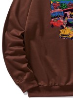 Men Car And Letter Graphic Sweatshirt