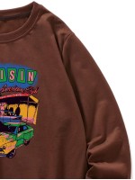 Men Car And Letter Graphic Sweatshirt