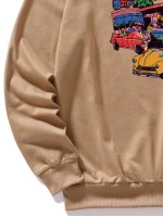 Men Car And Letter Graphic Sweatshirt