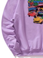 Men Car And Letter Graphic Sweatshirt