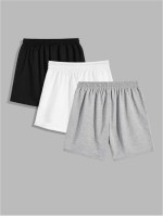 Men 3pcs Drawstring Waist Track Shorts