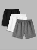 Men Drawstring Waist Shorts Track Set - 3 Pack