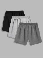 Men 3pcs Drawstring Waist Track Shorts