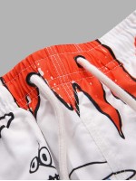 Men Graffiti Print Drawstring Swim Trunks