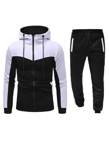 Men Two Tone Zip Up Hoodie With Joggers