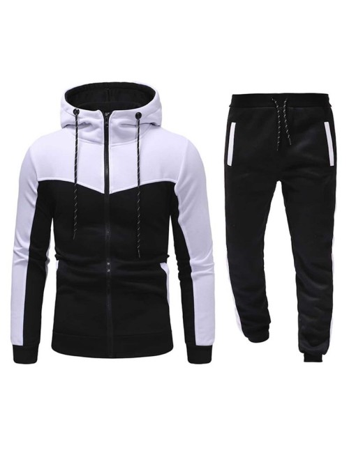 Men Two Tone Zip Up Hoodie With Joggers