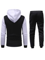 Men Two Tone Zip Up Hoodie With Joggers