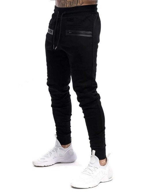 Men Drawstring Front Contrast Panel Sweat Pants