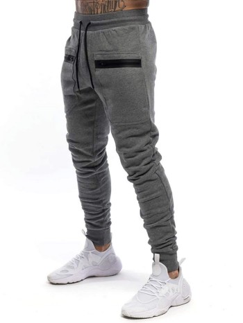 Men Drawstring Waist Zip Detail Sweatpants