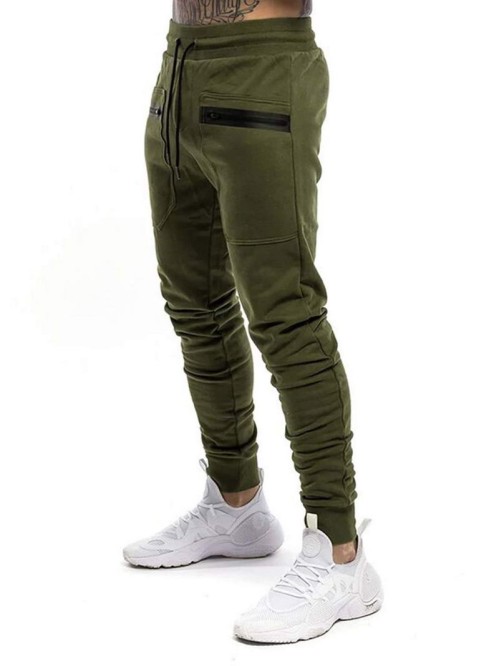 Men Drawstring Front Contrast Panel Sweat Pants