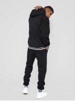 Men Striped Print Kangaroo Pocket Hoodie And Sweatpants