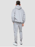 Men Striped Print Kangaroo Pocket Hoodie And Sweatpants