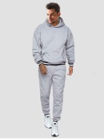 Men Striped Print Kangaroo Pocket Hoodie And Sweatpants