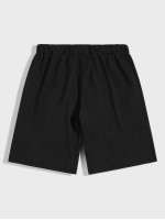 Men Letter Graphic Drawstring Waist Athletic Shorts