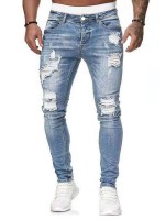 Men Ripped Slant Pocket Jeans