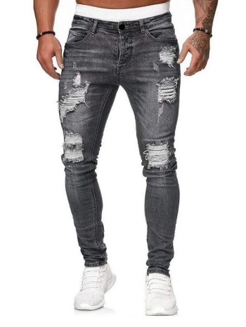 Men Ripped Slant Pocket Jeans