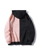 Men Slogan Embroidery Colorblock Hoodie