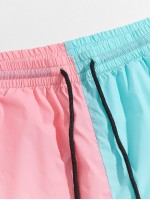 Men Colorblock Drawstring Shorts