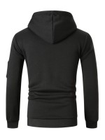 Men Zipper Detail Drawstring Hoodie & Sweatpants