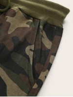 Men Camouflage Print Zip & Drawstring Hoodie Tracksuit