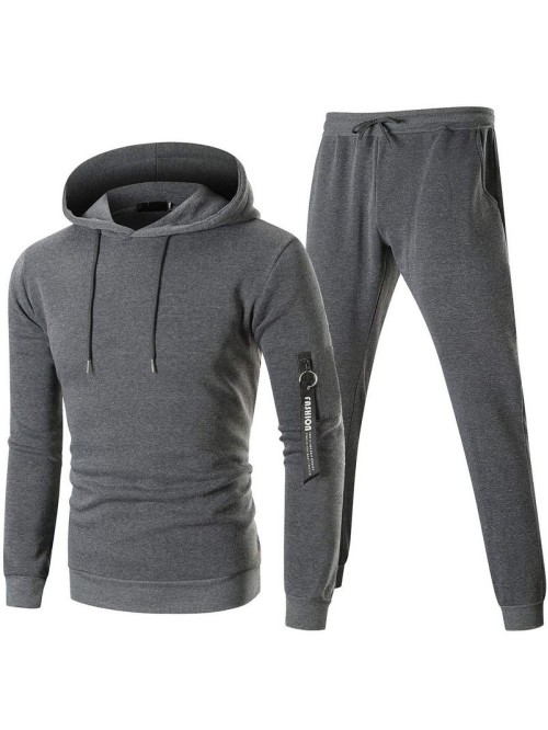 Men Letter Graphic Drawstring Hoodie & Sweatpants