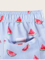 Men Watermelon & Striped Print Swim Trunks