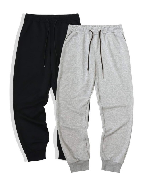 Men 2pcs Drawstring Waist Sweatpants