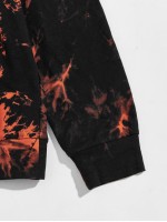 Men Astronaut Print Tie Dye Hoodie