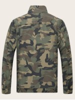 Men Camo Print Denim Jacket