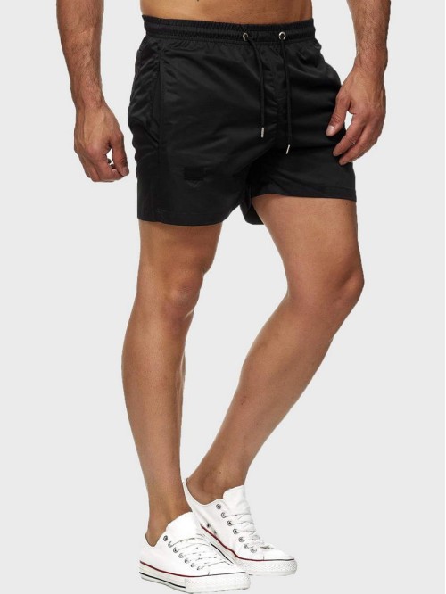 Men Drawstring Waist Slant Pocket Track Shorts