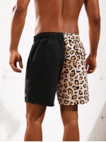 Men Leopard Print Drawstring Trunks