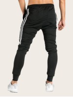 Men Drawstring Waist Side Tape Pants