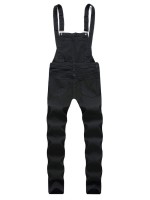 Men Ripped Zipper Denim Overall