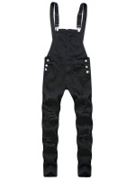 Men Ripped Zipper Denim Overall