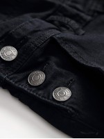 Men Ripped Zipper Denim Overall