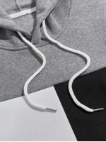 Men Color Block Drawstring Hoodie & Sweatpants