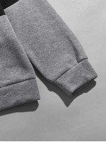 Men Color Block Drawstring Hoodie & Sweatpants