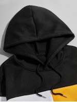 Men Color Block Drawstring Hoodie & Sweatpants