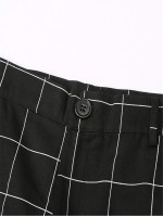 Men Grid Print Tapered Pants