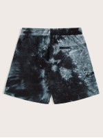 Men Cartoon Graphic Tie Dye Sweat Shorts