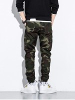 Men Camo Flap Pocket Cargo Pants