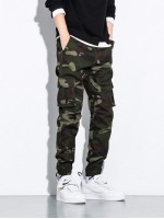 Men Camo Flap Pocket Cargo Pants