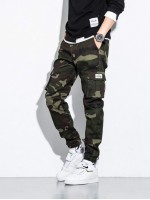 Men Camo Flap Pocket Cargo Pants